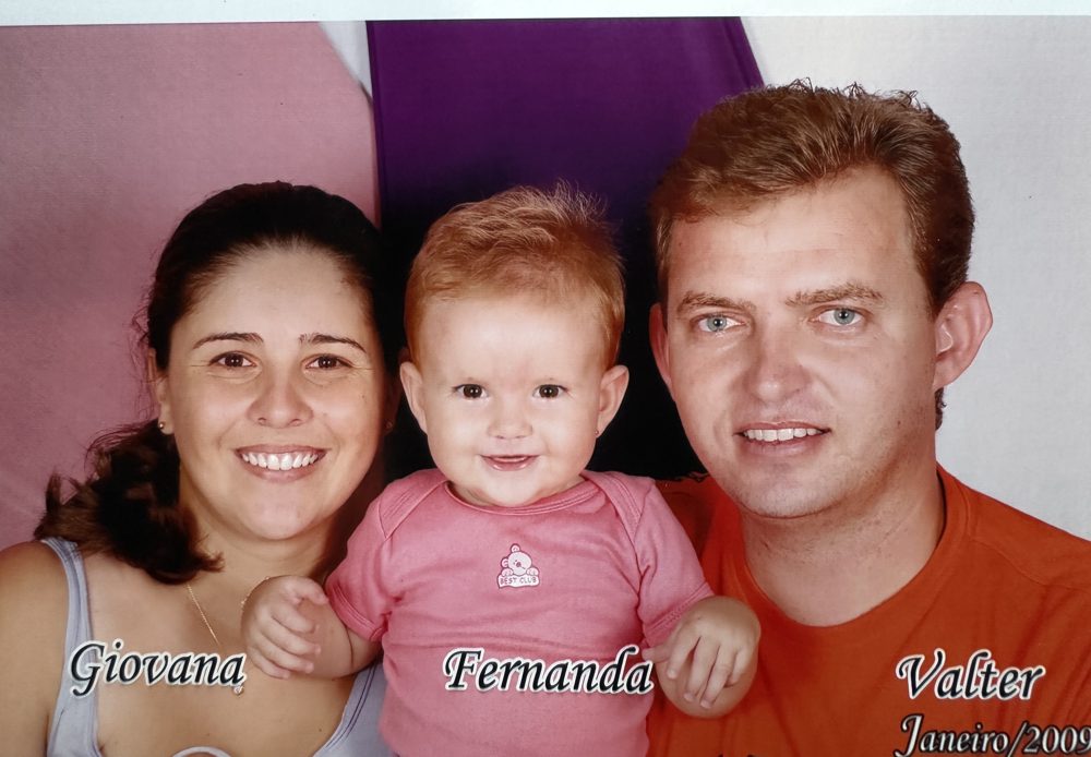 Valter Kuhn com a esposa Giovana e a filha Fernanda
